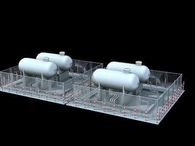 燃气罐工厂模型3d模型