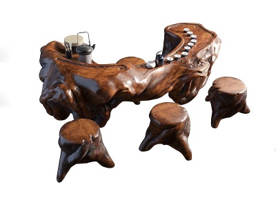 3d中式茶桌椅组合模型