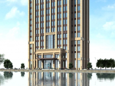 3d欧式高层酒店办公楼模型