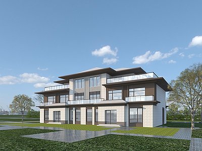 3d新中式别墅模型