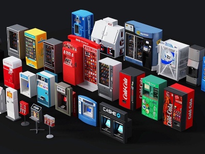 3d现代自动饮料售卖机模型