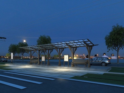 3d公交站模型