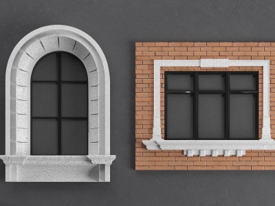 3d欧式古典室外窗户窗台模型
