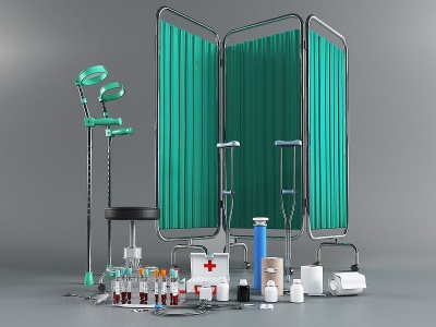 3d现代医院医疗药品设备模型