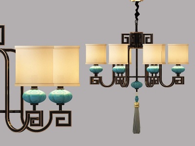 3d新中式吊灯模型