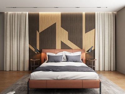 现代轻奢卧室双人床组合模型3d模型