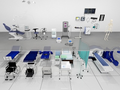 3d现代医疗器材器械设备组合模型
