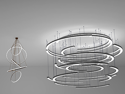 3d现代吊灯圆环吊灯模型