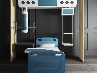 3d现代医院病床推床设备模型