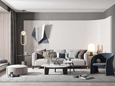 3d北欧客厅沙发椅子模型