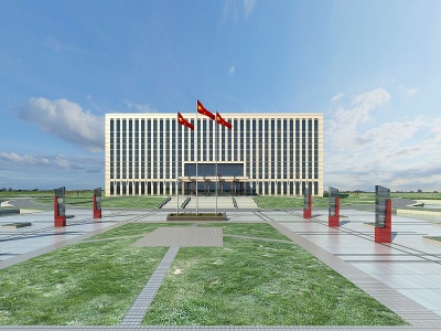 3d中式行政中心办公楼模型