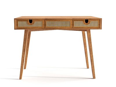 3d现代东南亚木质书桌写字台模型
