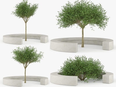 3d现代户外椅景观树模型