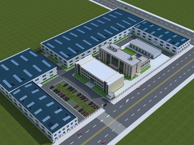 3d新中式厂房厂子产业园模型