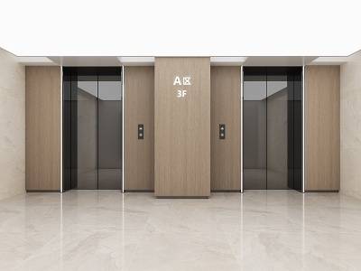 公共空间电梯厅模型3d模型