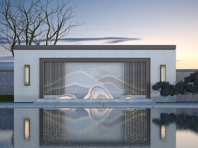 新中式景墙模型