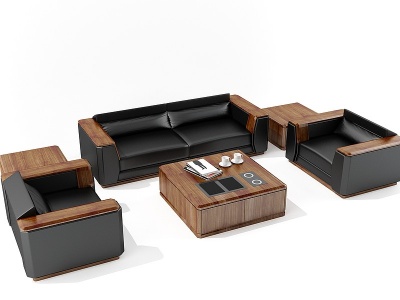 现代办公沙发茶几模型3d模型