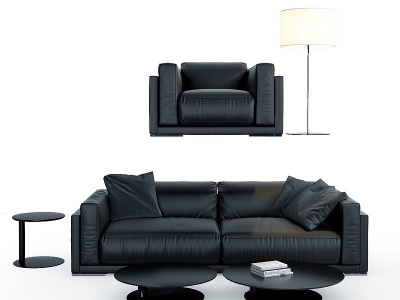 3d现代皮革办公沙发模型