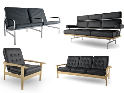 3d现代单人双人办公沙发模型