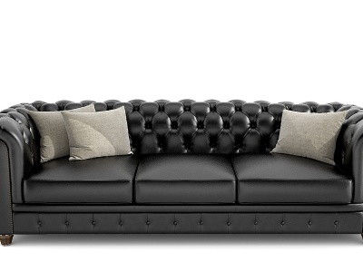 欧式皮革软包沙发模型3d模型