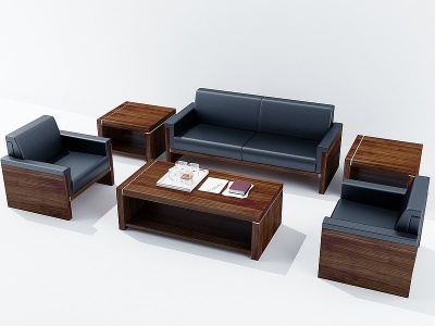 现代办公皮革沙发模型3d模型