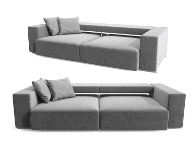 现代布艺办公沙发皮革沙发模型3d模型
