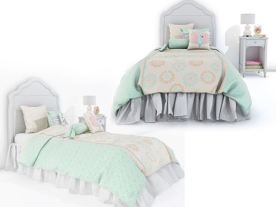 3d欧式美式布艺儿童床模型