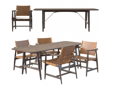 3d现代皮革餐桌椅模型