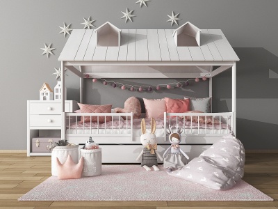 北欧架子床儿童床模型3d模型