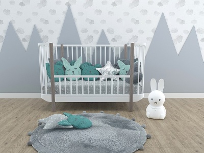 现代儿童床婴儿床模型3d模型