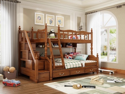 美式欧式儿童床上下床模型3d模型