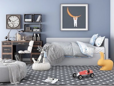 北欧工业风卧室模型3d模型