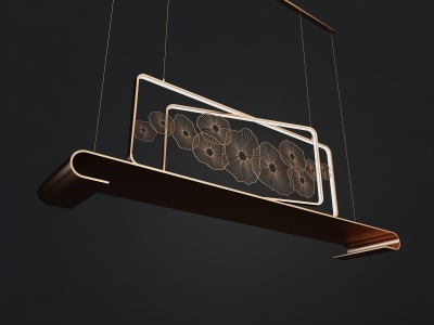 3d新中式金属装饰创意吊灯模型