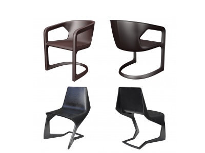 现代皮革单椅组合模型3d模型