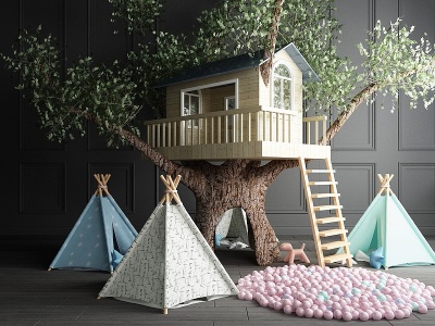 C4D兒童樹屋帳篷玩具模型模型
