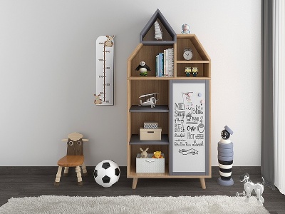 3d北欧儿童书柜储物柜模型