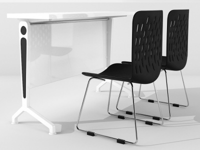 3d现代培训桌折叠桌椅子模型