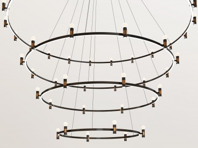 3d现代金属环形吊灯模型