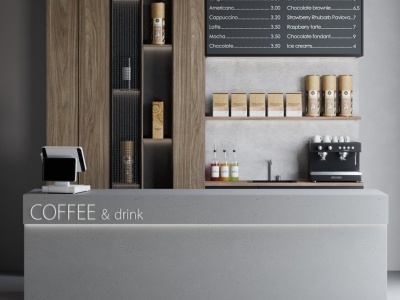 3d现代咖啡奶茶饮品店模型