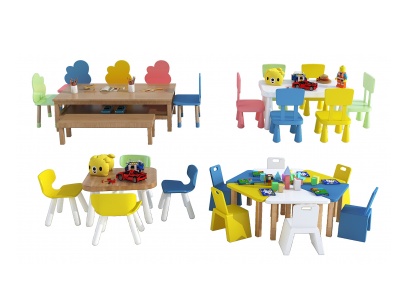 3d幼儿园儿童桌椅模型
