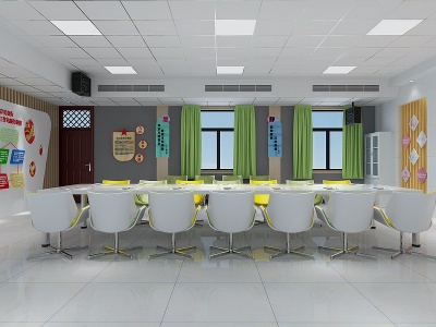 现代党建会议室活动室模型3d模型