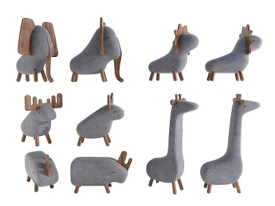 3d小动物卡通造型儿童椅模型