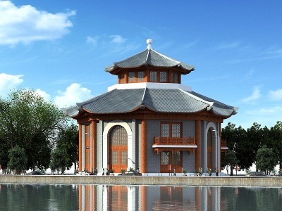中式古建塔楼公建模型3d模型