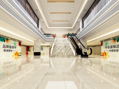 3d现代商场大厅中空模型