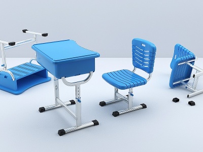 3d兒童學生課桌椅書桌模型
