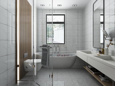 3d现代浴室吊顶浴缸模型