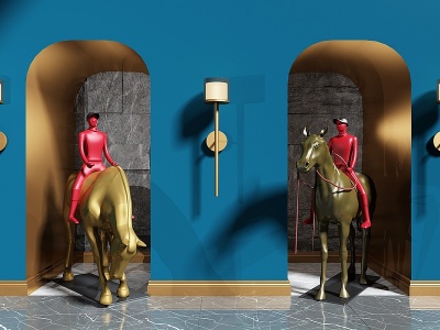 3d骑马的人物雕塑模型