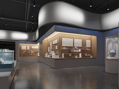 3d新中式博物馆展厅模型