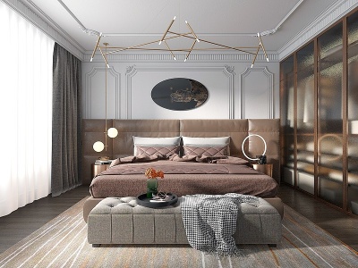 北欧轻奢卧室模型3d模型