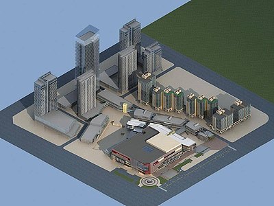 现代城市商业综合体模型3d模型